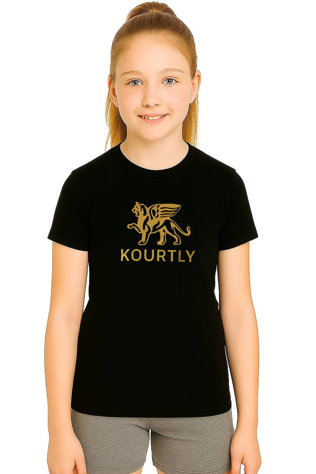 Girls Gold Lion Team Tee Loriet Activewear