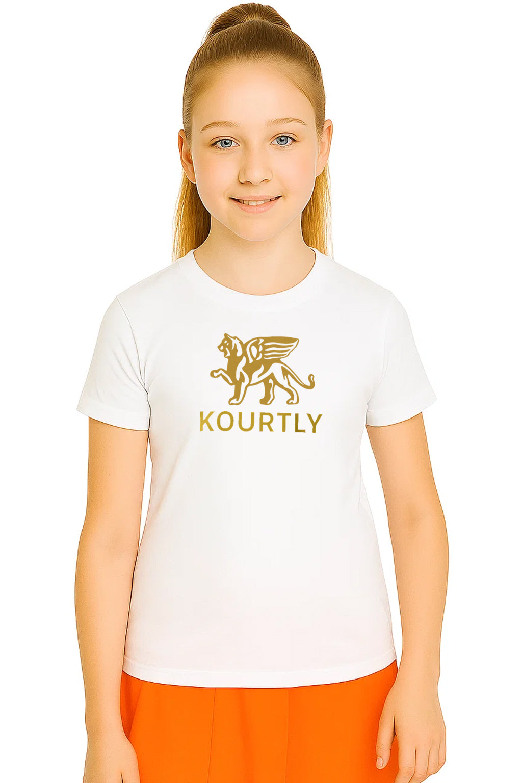 Girls Gold Lion Team Tee Loriet Activewear