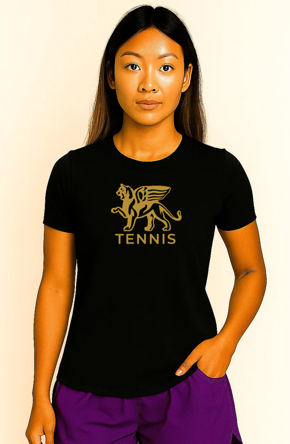 Women Gold Lion Pro Tennis Tee Loriet Activewear
