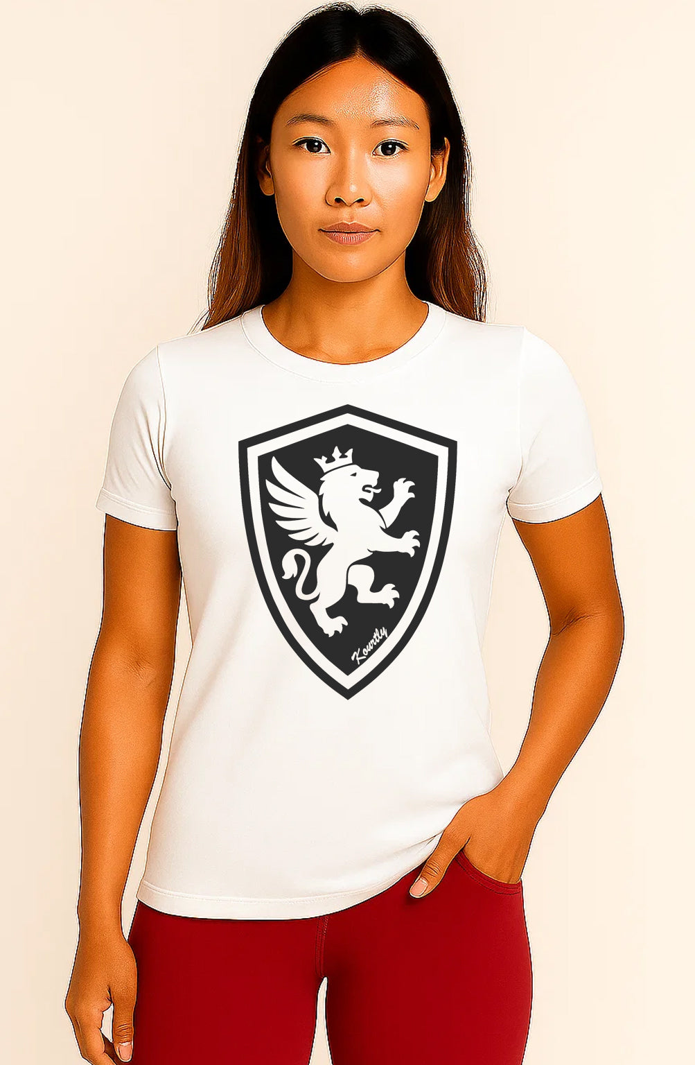 Women Comfort Lion Shield Tee Loriet Activewear