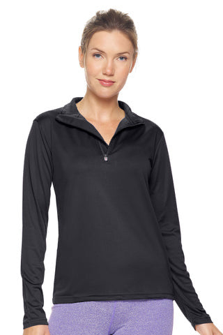 Ladies Quarter-zip Performance Pullover - Black