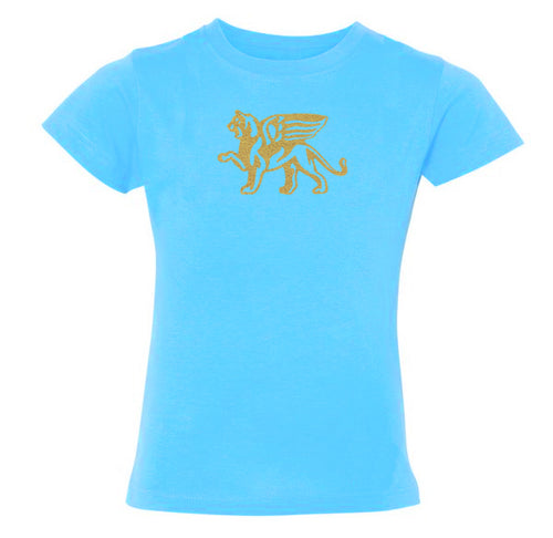 Girls Gold Lion Comfort Tee - Loriet Activewear